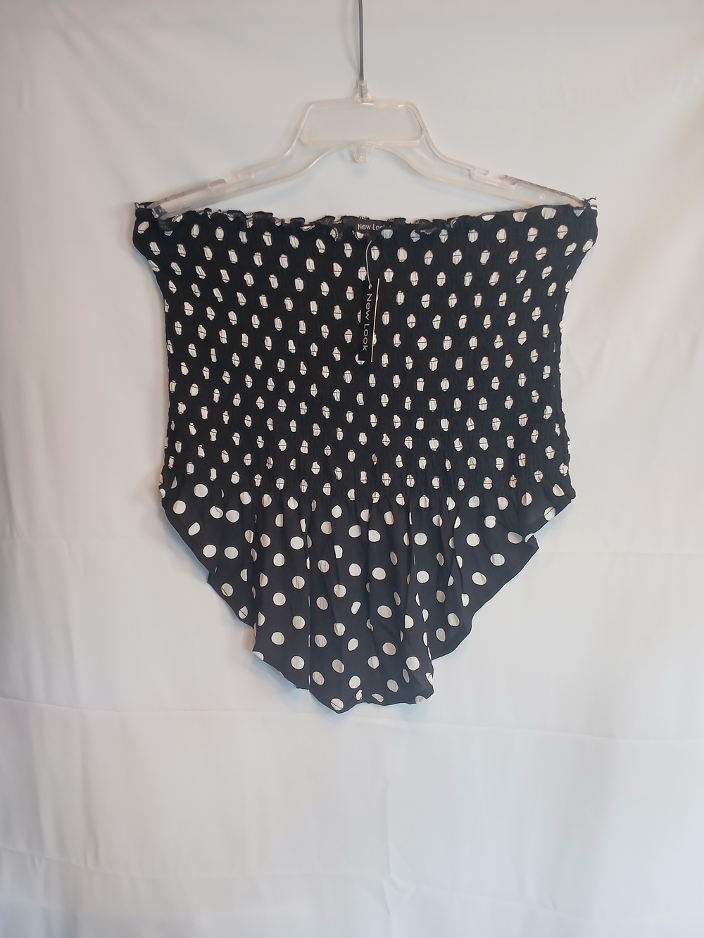 New Look Black & White Polka Dot Stretch Strapless Bandeau Tube Top 1X